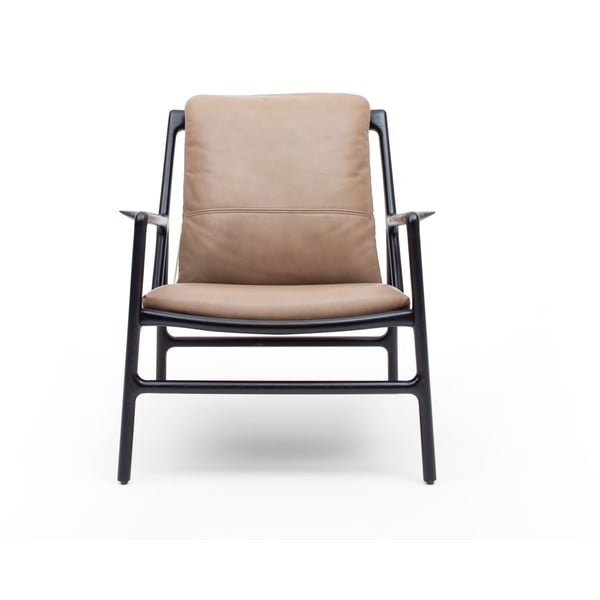 Crna/bež kožna fotelja Dedo – Gazzda-image-2