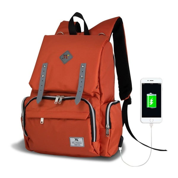 Narančasti ruksak za majke s USB priključkom My Valice MOTHER STAR Baby Care ruksak