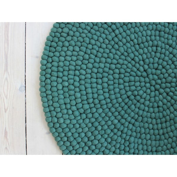 Zeleni tepih od vunenih pompona Wooldot Ball Rugs, ⌀ 140 cm