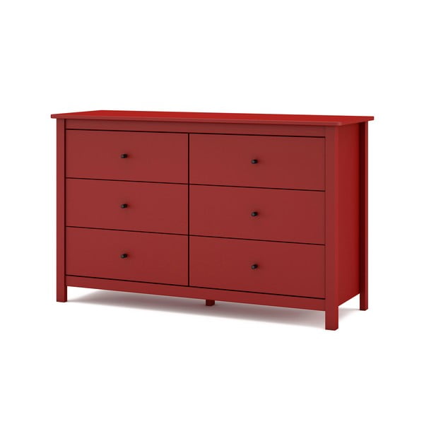 Crvena niska komoda od borovine 130x80 cm Misti - Marckeric-image-3