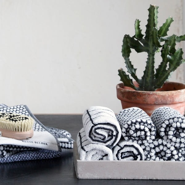 Bijeli pamučni ručnik 50x100 cm Tile Stone - Mette Ditmer Denmark-image-3
