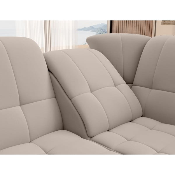 Bež baršunasti sklopiva/s prostorom za odlaganje kutna garnitura (s desnim kutom/u obliku slova L) Sado – ELTAP-image-1