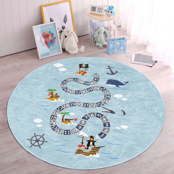 Svijetlo plavi dječji tepih ø 100 cm Comfort – Mila Home-image-2
