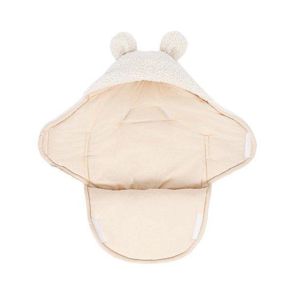 Krem pokrivač za povijanje od sherpa flisa 45x80 cm – Meowbaby-image-1