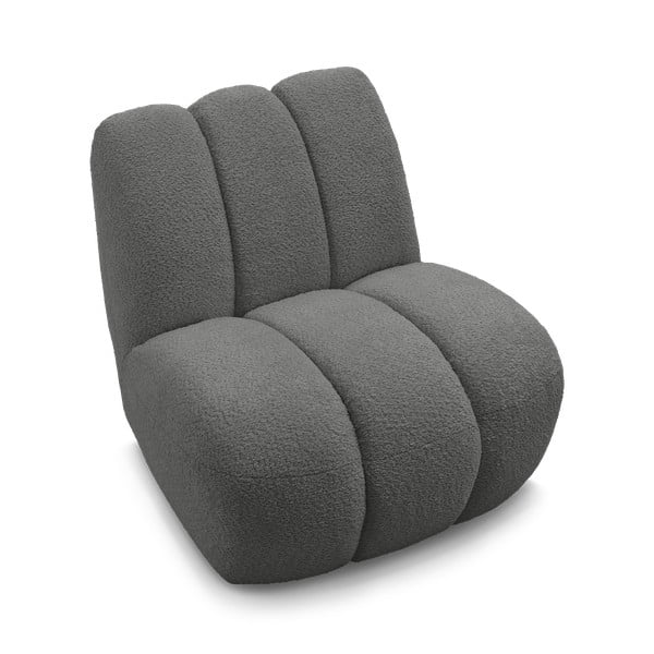 Tamno siva fotelja od bouclé tkanine Janissaire – Bobochic Paris-image-4