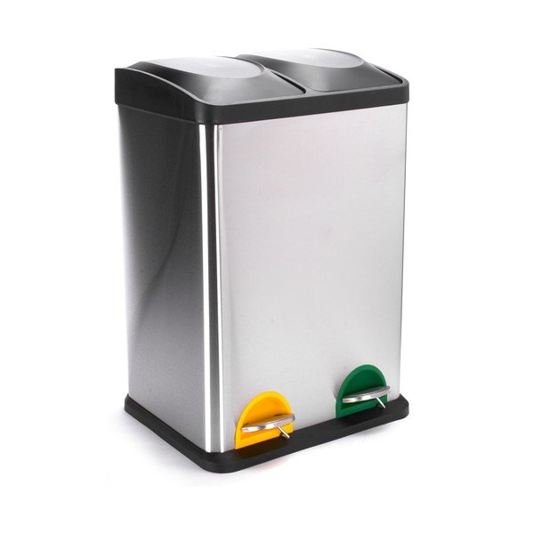 Željezna kanta za smeće 2x20 l za odvojeni otpad/s pedalom u mat srebrnoj boji   Tri Selectif – MSV