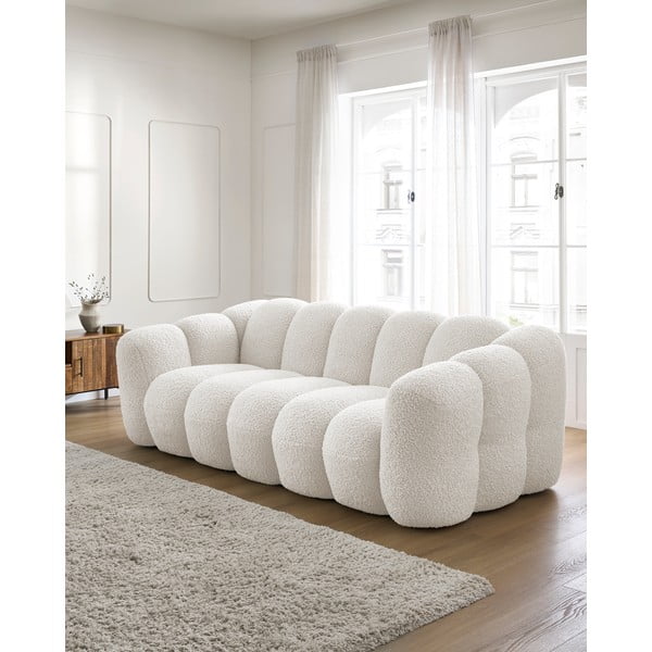 Bijela sofa od bouclé tkanine 232 cm Hippolyte – Bobochic Paris-image-1