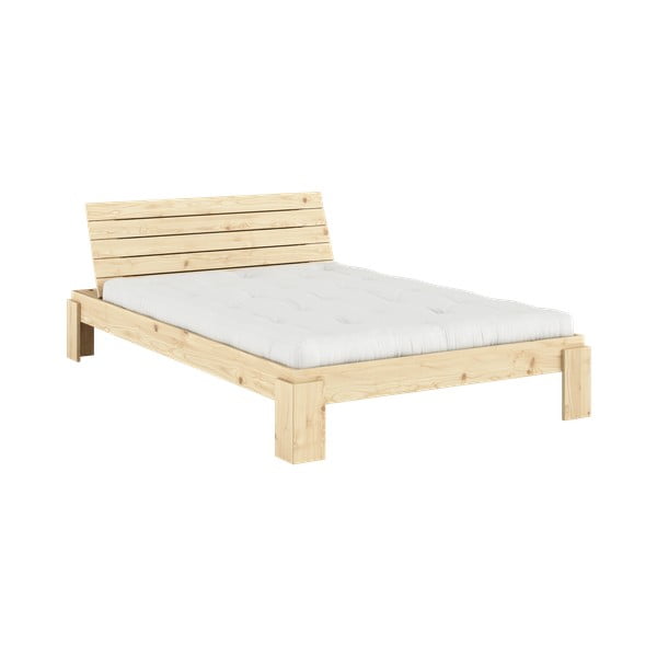Bračni krevet od masivnog bora s podnicom 140x200 cm u prirodnoj boji Layers – Karup Design-image-3