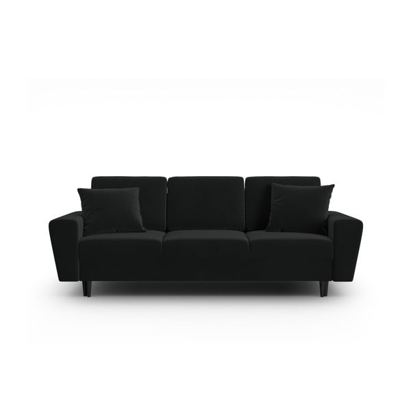 Crna baršunasti sklopiva/s prostorom za odlaganje sofa 235 cm Kyoto – Cosmopolitan Design