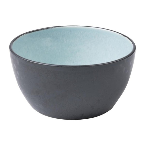 Siva zemljana zdjela s unutarnjom glazurom u blijedoplavoj Bitz Mensa, promjera 14 cm
