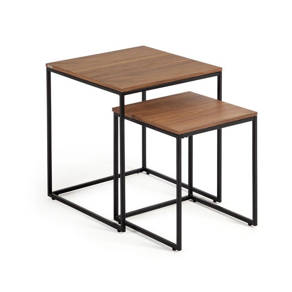 Pomoćni stolići u setu 2 kom s pločom stola u dekoru oraha 45x45 cm Yoana – Kave Home