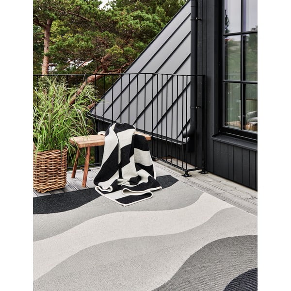 Crno-bijela deka od mješavine vune 140x180 cm Bob Black Vanilla – Pappelina-image-2