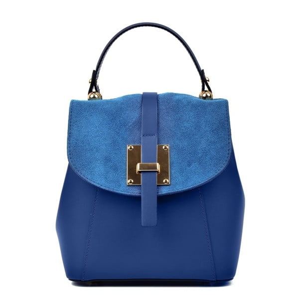 Plavi kožni ruksak Carla Ferreri Hagana