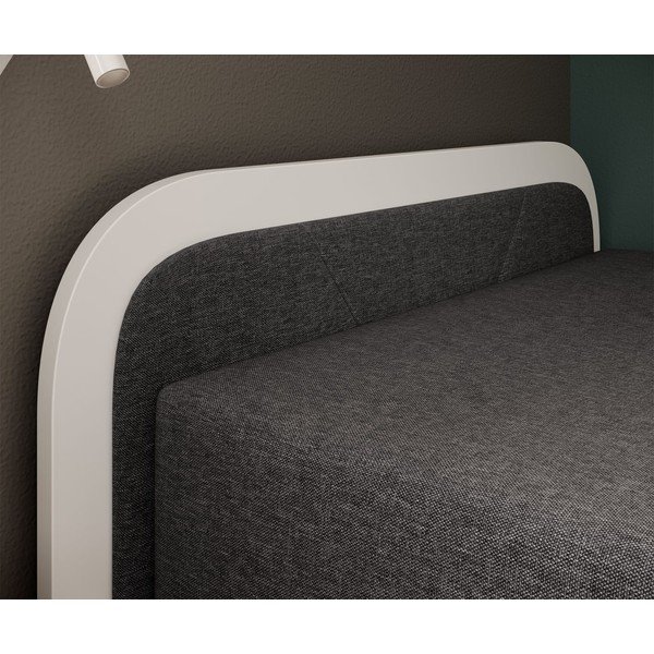 Bijeli/tamno sivi tapecirani/od iverice krevet s prostorom za odlaganje s madracem 80x190 cm Parys – ELTAP-image-3