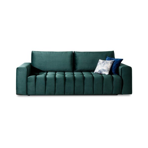 Tamno zelena baršunasti sklopiva/s prostorom za odlaganje sofa 247 cm Lazaro – ELTAP