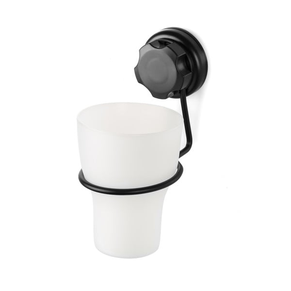 Crna metalna samoljepljiva čaša za četkice za zube Bestlock Black – Compactor