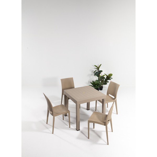 Bež vrtni blagovaonski set od umjetnog ratana za 4 osobe Rattan – Floriane Garden-image-1