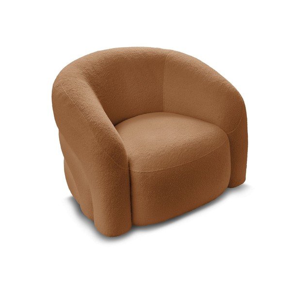 Narančasta okretna fotelja od bouclé tkanine Elina – Bobochic Paris-image-3