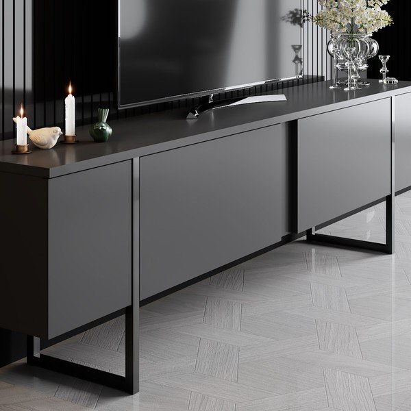 Antracitno siva TV komoda 180x30 cm Luxe – Kalune Design-image-2