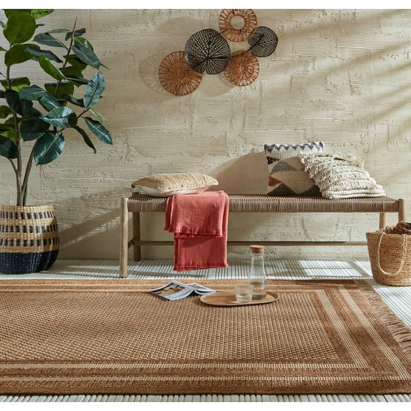 Vanjski tepih u prirodnoj boji 120x170 cm Layla Border – Flair Rugs-image-1
