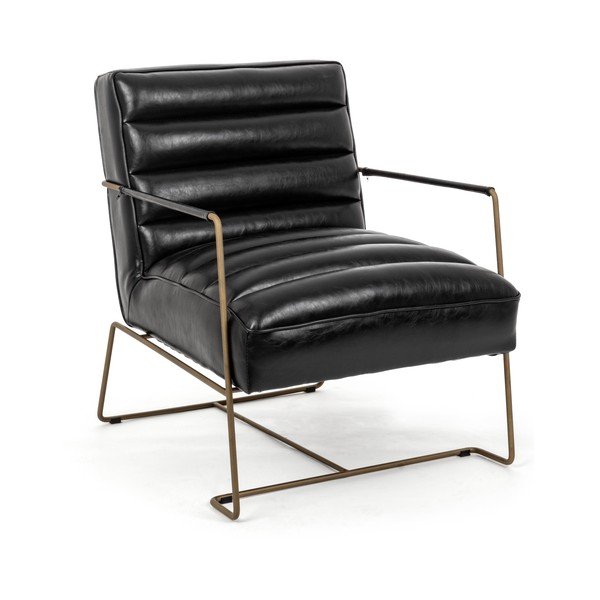 Crna fotelja od imitacije kože Brianna – Bizzotto