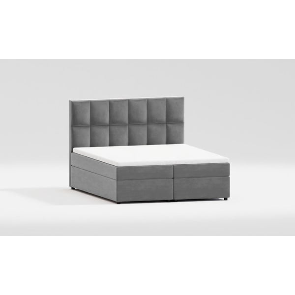 Sivi tapecirani bračni krevet s prostorom za pohranu 160x200 cm Flip – Ropez