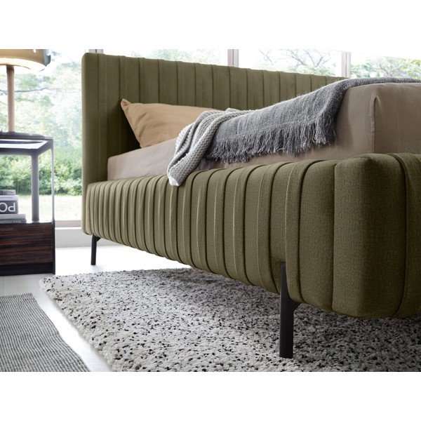 Zeleni tapecirani bračni krevet s prostorom za odlaganje s podnicom 160x200 cm Plissa – ELTAP-image-4