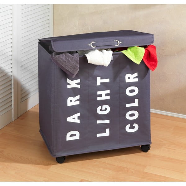 Siva košara za veš s 3 odjeljka Wenkoo Trivio, 117,6 l-image-1