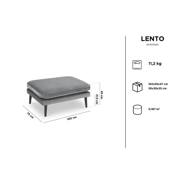 Svjetloružičasti baršunasti tabure s crnim nogama Kooko Home Lento-image-4