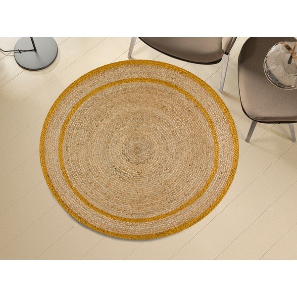 Senf žuto-u prirodnoj boji okrugli tepih ø 120 cm Mahon – Universal-image-1
