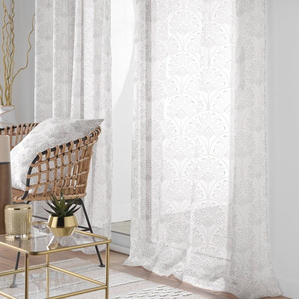 Bijela/bež prozirna zavjesa 140x280 cm Majestia – douceur d'intérieur-image-1