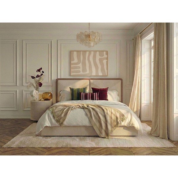 Bež/prljavo rozi podstavljeni bračni krevet s prostorom za odlaganje s podnicom 180x200 cm Mara – Bobochic Paris-image-1