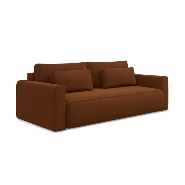 Baršunasti sklopiva/s prostorom za odlaganje sofa boja terakote 238 cm Kapua – Makamii-image-1