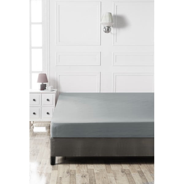 Tamno siva plahta od rastezljivog pamuka 160x200 cm - Mijolnir-image-2