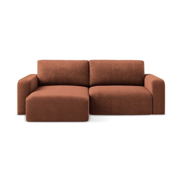 Sklopiva/s prostorom za odlaganje kutna garnitura od šenila boja terakote (s lijevim kutom/s ležaljkom) Kona – Makamii