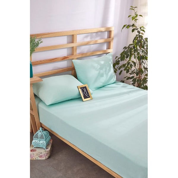 Svijetlo plavi pamučan set plahte i jastučnice s gumom 180x200 cm – Mila Home
