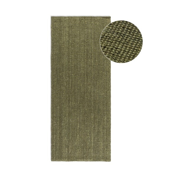 Kaki zelena staza jutena 80x200 cm Bouclé – Hanse Home