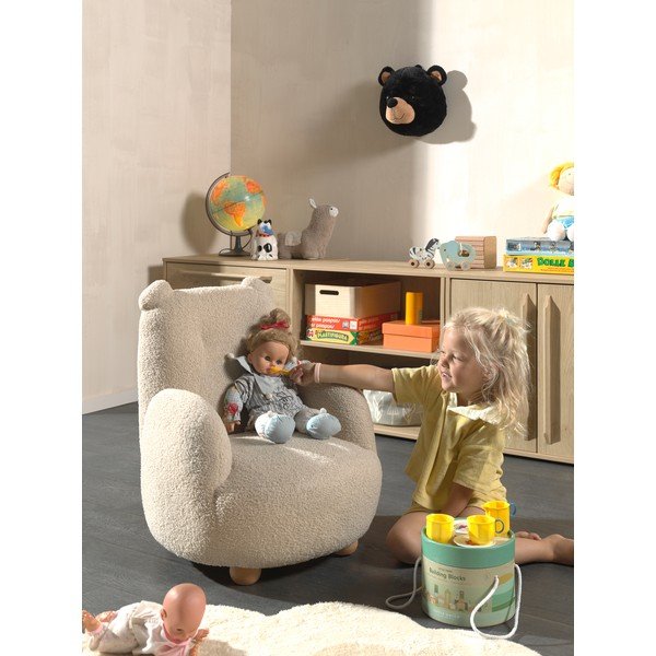 Bež dječja fotelja od bouclé tkanine Rocky – Vipack-image-2