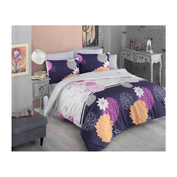 Pamučna posteljina s plahtama za bračni krevet Blaumue, 200 x 220 cm