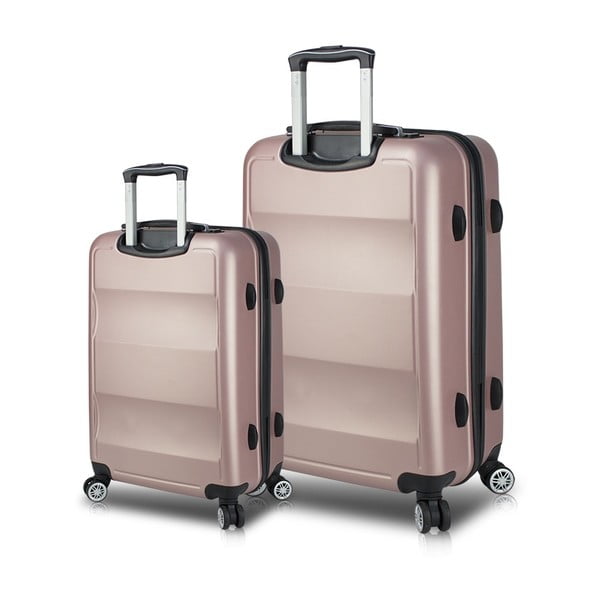 Set od 2 ružičasta putna kovčega na kotačima s USB priključcima My Valice LASSO Cabin &amp; Large