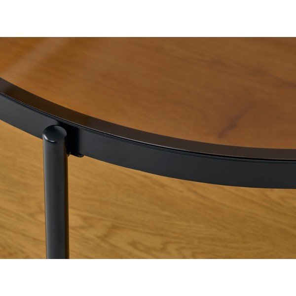 Okrugao stolić za kavu sa staklenom pločom stola u prirodnoj boji ø 84 cm Hassel – Unique Furniture-image-1