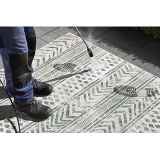 Zeleno-krem vanjski tepih NORTHRUGS Biri, 80 x 350 cm