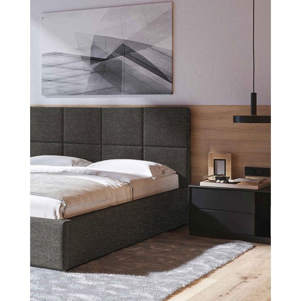 Antracitno sivi tapecirani bračni krevet s prostorom za pohranu s podnicom 180x200 cm Bufo – MESONICA-image-4