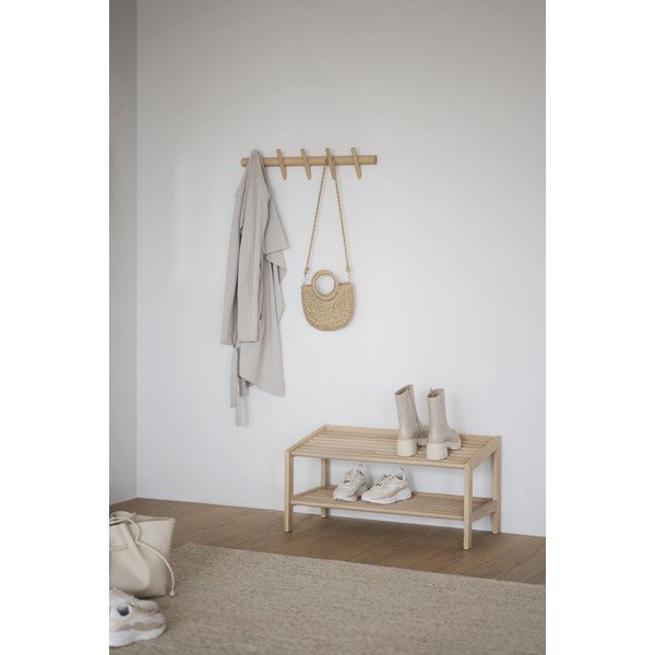 Stalak za cipele od punog hrasta u prirodnoj boji Hillmond – Rowico-image-1