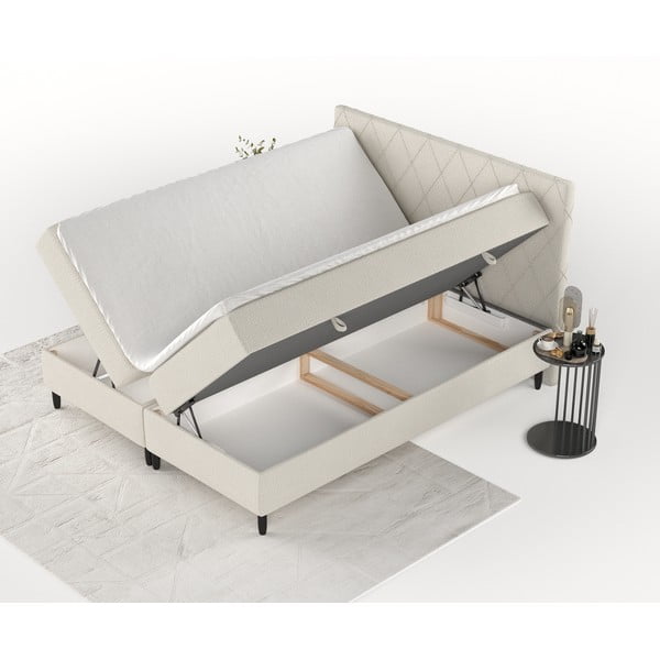 Bež boxspring krevet s prostorom za pohranu 160x200 cm Gwen – Maison de Rêve-image-2