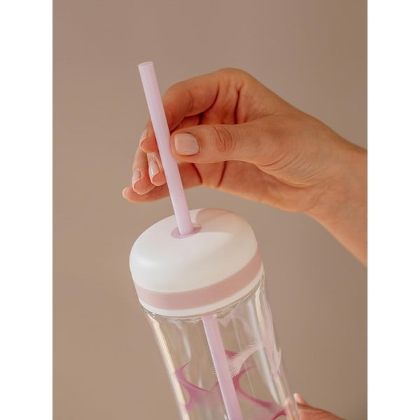 Ljubičasto-bijela boca za vodu s poklopcem i slamkom Equa Flow Wave 2u1, 800 ml-image-2