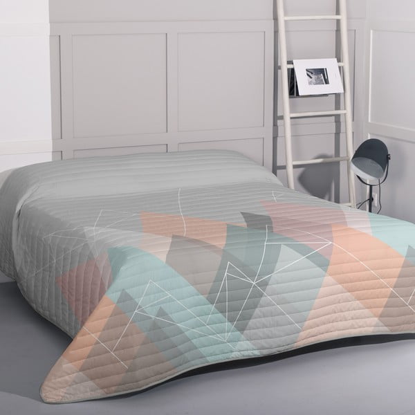 Ružičasti/sivi pamučni prošiveni prekrivač 180x260 cm Range – Blanc-image-1