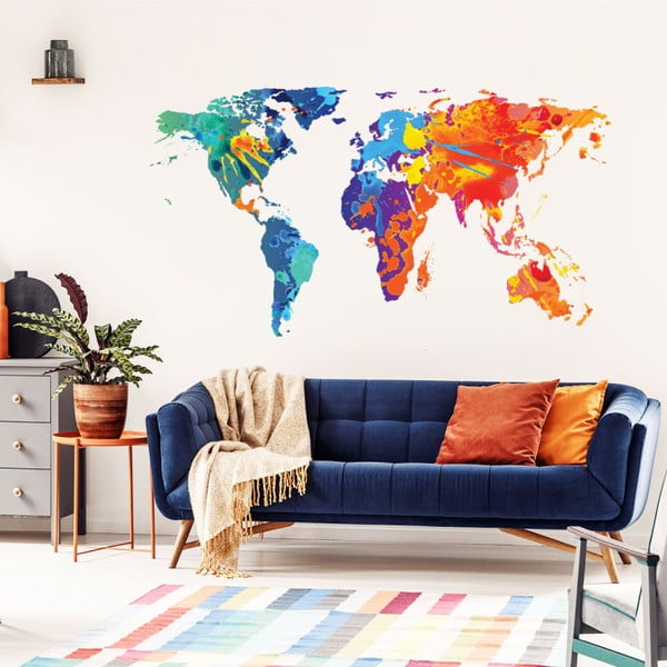 Zidna naljepnica Ambijent Zidna naljepnica Worlds Map Design Watercolor, 60 x 105 cm