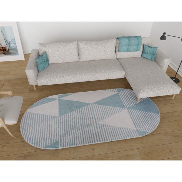 Plavi perivi tepih 60x100 cm Oval – Vitaus-image-1