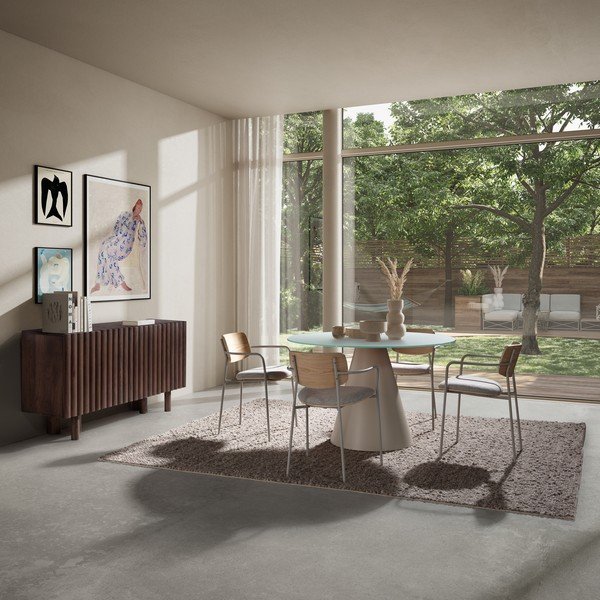 Okrugao blagovaonski stol sa staklenom pločom stola ø 120 cm Vida – MOME-image-1